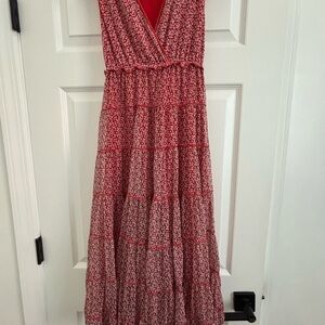 Max Studio Red and White Floral Maxi Dress